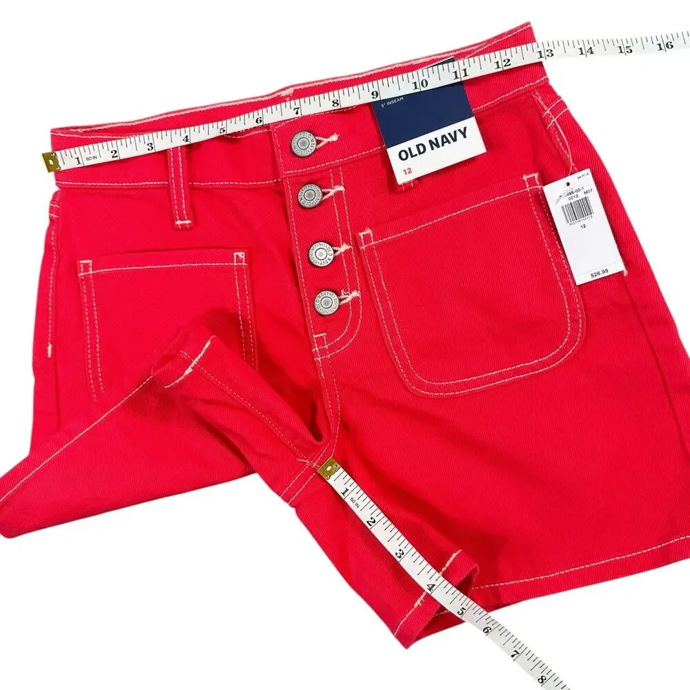 Old Navy Kids High Waisted Mariner Midi Jean Shorts Girls Size 12